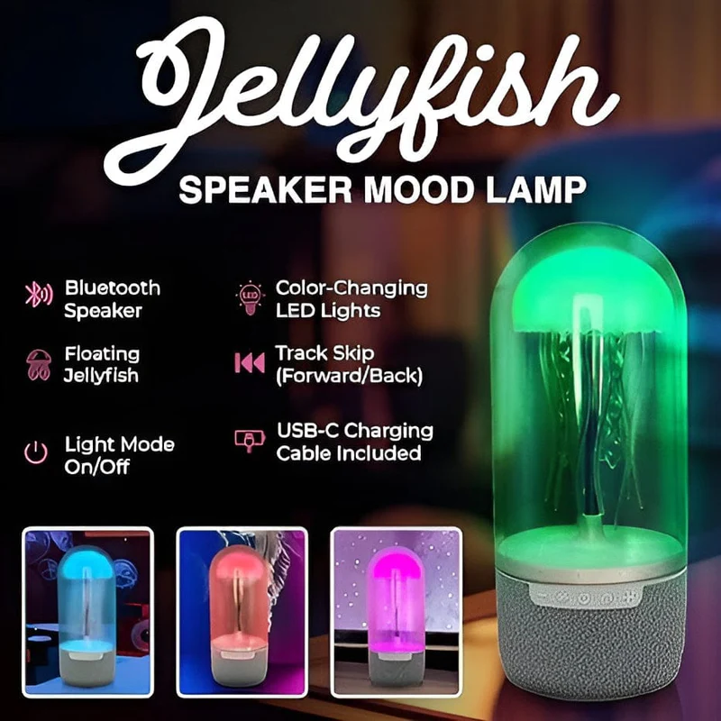LED Colour Changing Jellyfish Lamp Bluetooth Speaker With USB