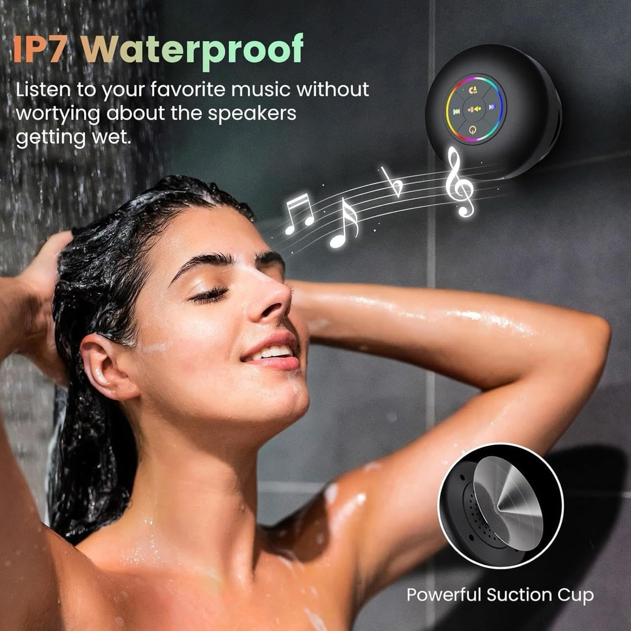 Mini Bluetooth Shower Speaker with RGB Lights
