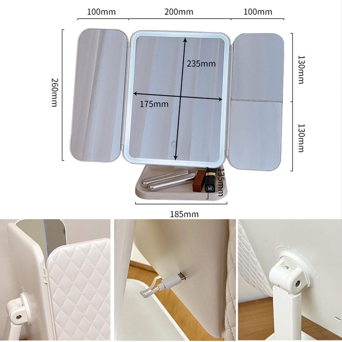 Vanity Makeup Tri-fold Mirror