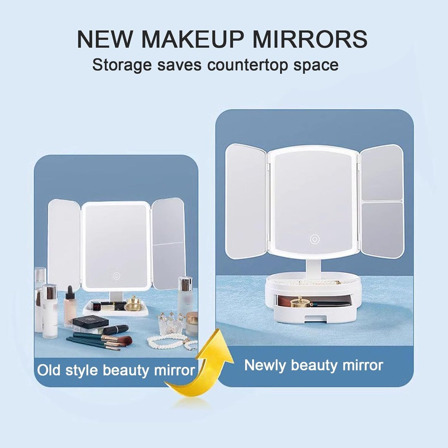 Vanity Makeup Tri-fold Mirror