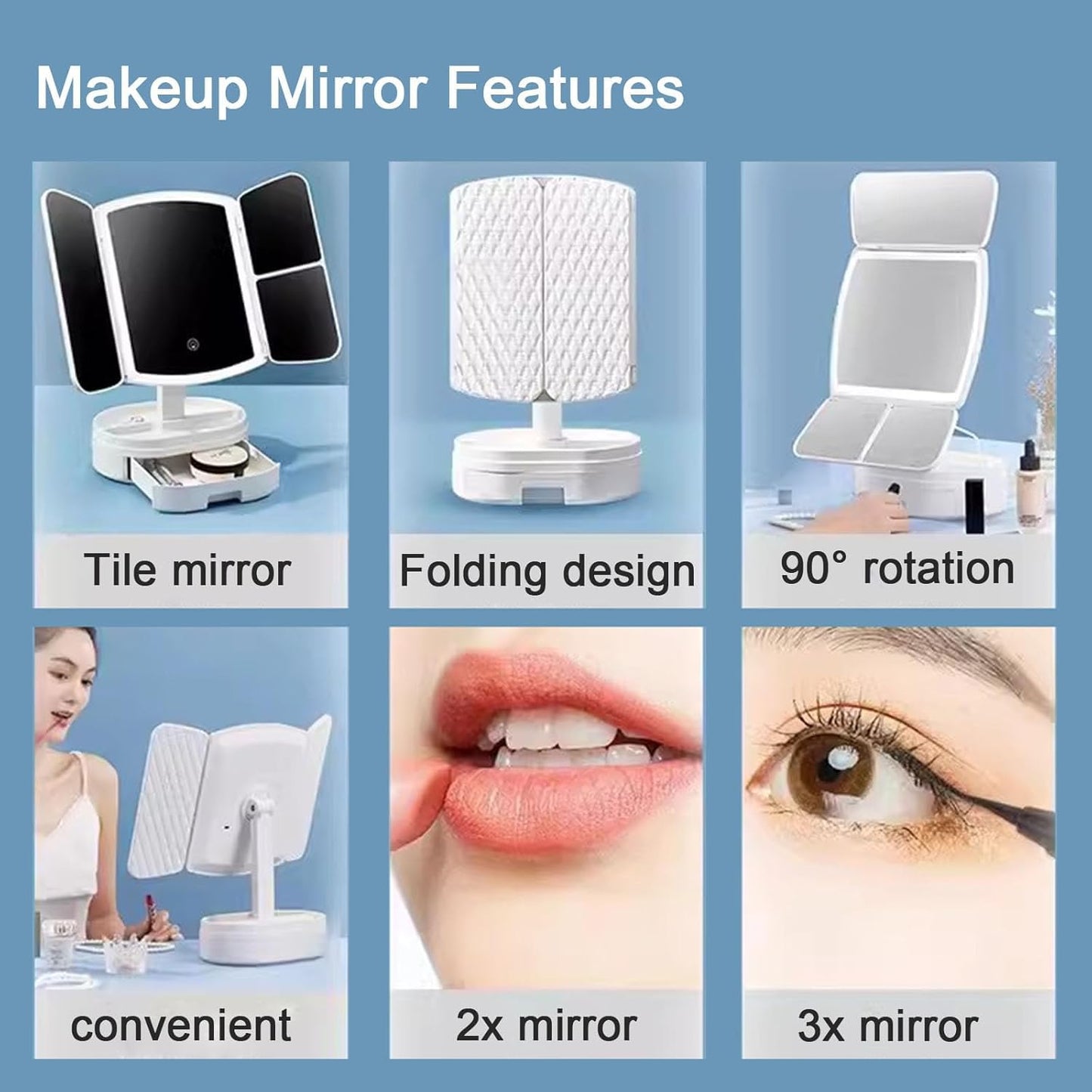 Vanity Makeup Tri-fold Mirror