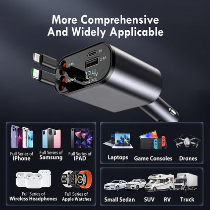 4-in-1 Retractable Car Charger