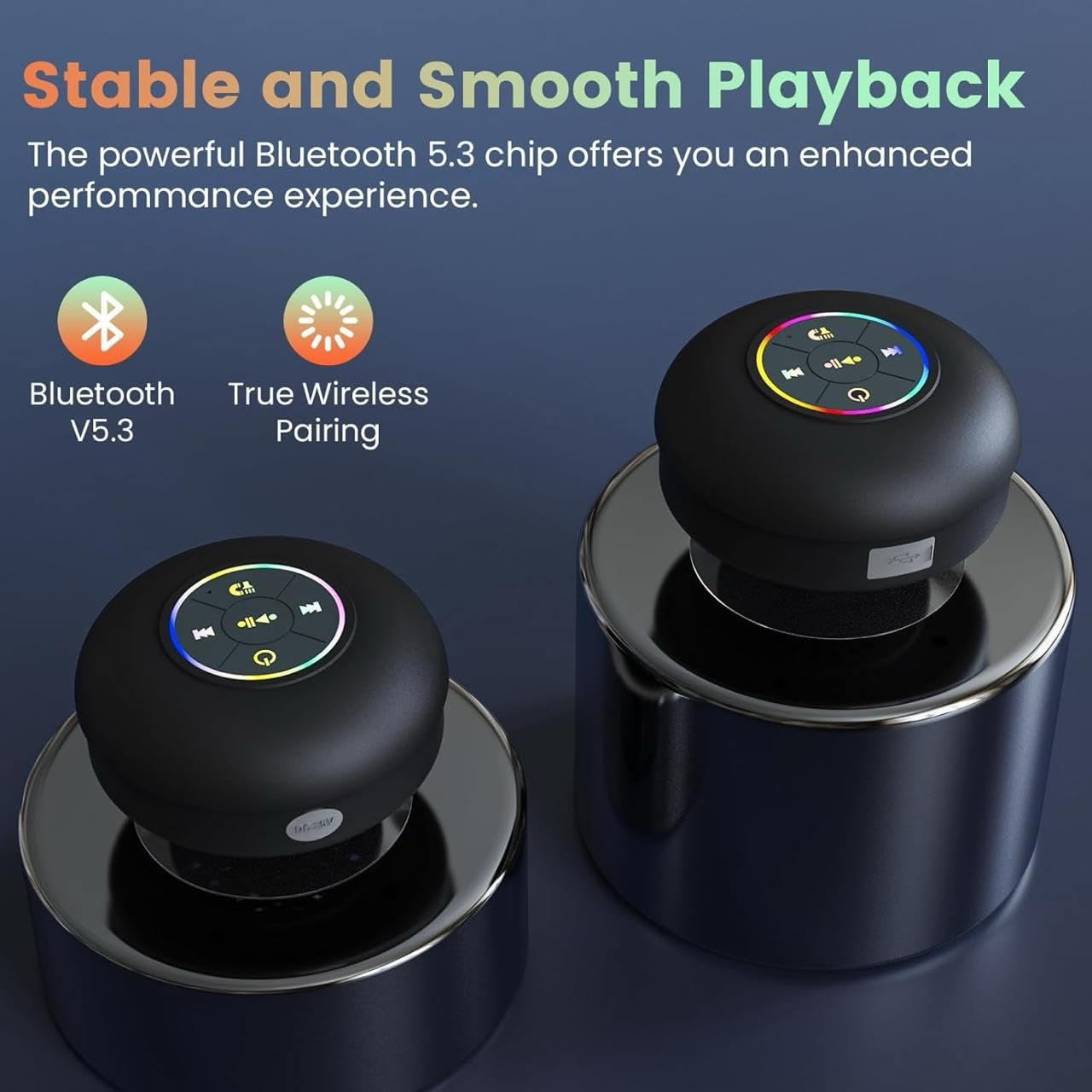 Mini Bluetooth Shower Speaker with RGB Lights