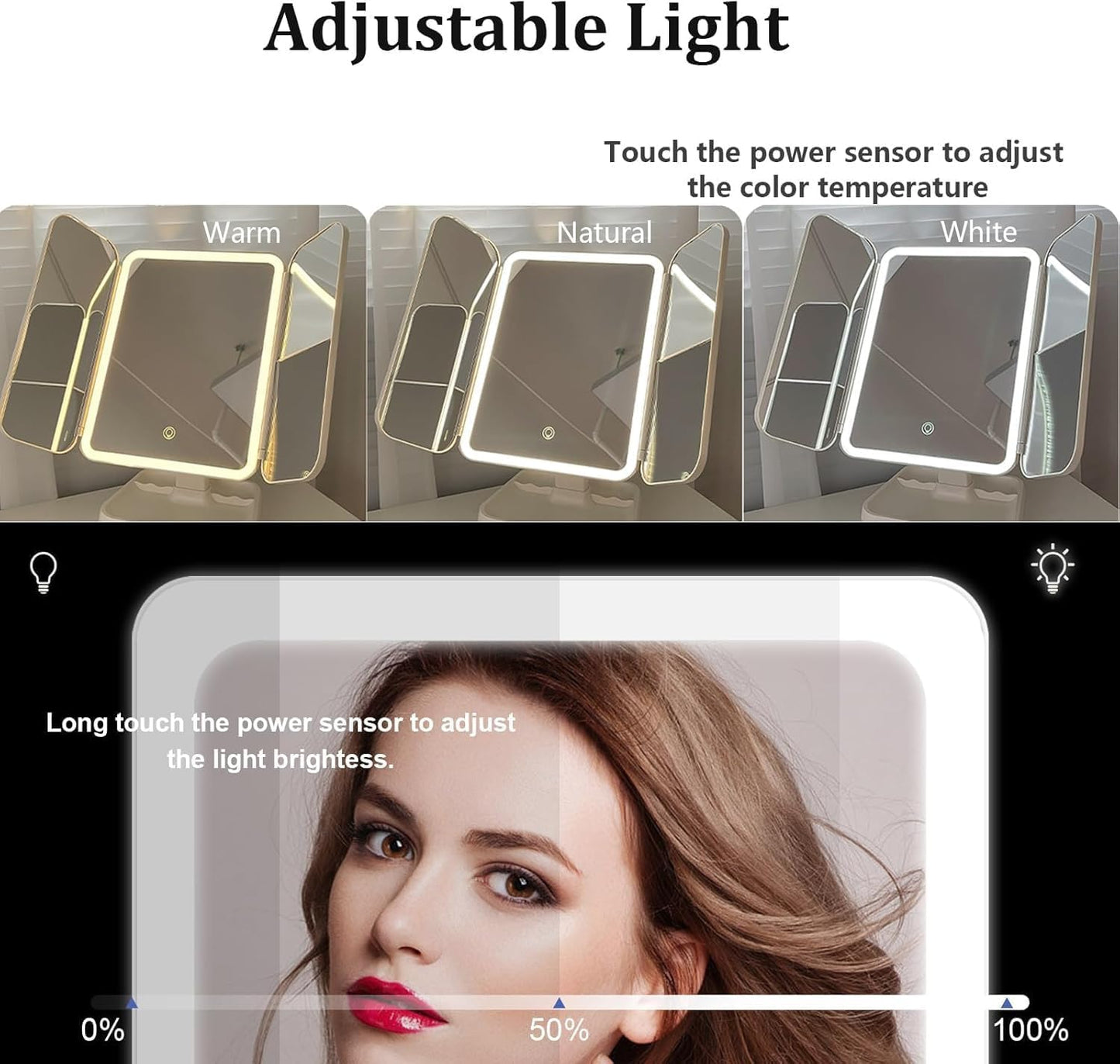 Vanity Makeup Tri-fold Mirror